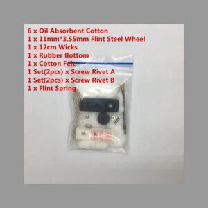Universal Repair Wick Cotton Felt Steel Wheel Rivet Spring Kit For Zippo Lighter